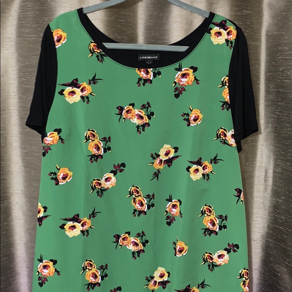 Lane Bryant green floral blouse